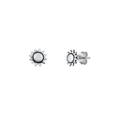 Sterling Silver Sun Stud Earrings