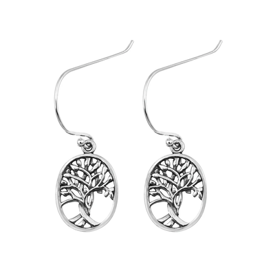 Sterling Silver Oxidized Tree Of Life Assorted Plain Earrings