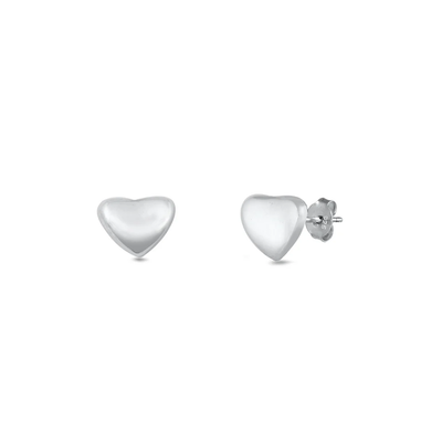 Sterling Silver Pebble Heart Stud Earrings