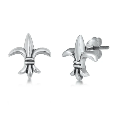 Sterling Silver Fleur De Lis Stud Earrings