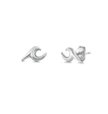 Sterling Silver 6mm Wave Stud Earrings