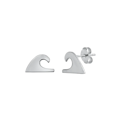 Sterling Silver Wave Stud Earrings