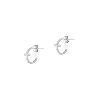 Sterling Silver Oxidized Hoop Cross Stud Earrings