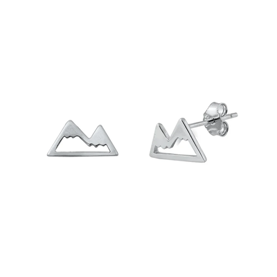Sterling Silver Oxidized Mountains Stud Earrings