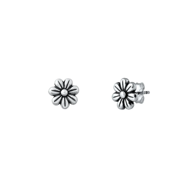 Sterling Silver Oxidized Flowers Stud Earrings