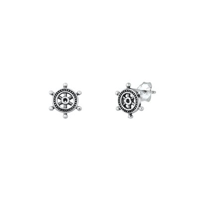 Sterling Silver Oxidized Helm Stud Earrings