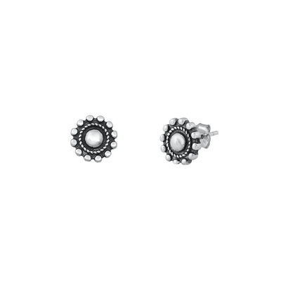 Sterling Silver Oxidized 8mm Bali Style Stud Earrings