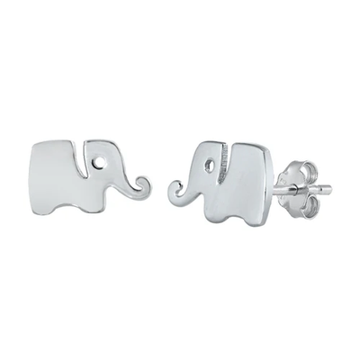 Sterling Silver Oxidized Elephant Stud Earrings