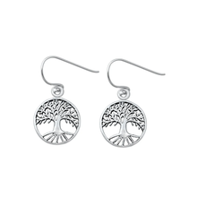 Load image into Gallery viewer, Sterling Silver Oxidized 16mm Tree Of Life Assorted Plain Earrings