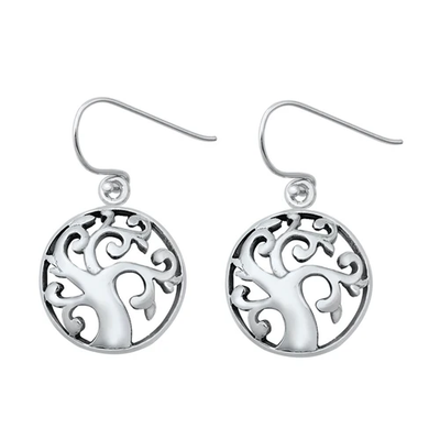 Sterling Silver Oxidized Tree Assorted Plain Earrings