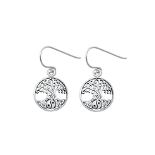 Load image into Gallery viewer, Sterling Silver Oxidized 17mm Tree Of Life Assorted Plain Earrings