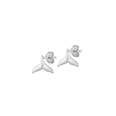 Sterling Silver Oxidized Whale Tail Stud Earrings