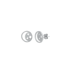 Sterling Silver Rhodium Plated Crescent Moon And Stars Stud Earrings