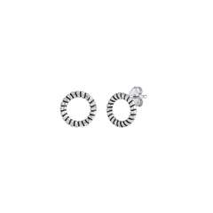Sterling Silver Oxidized Open Circle Stud Earrings