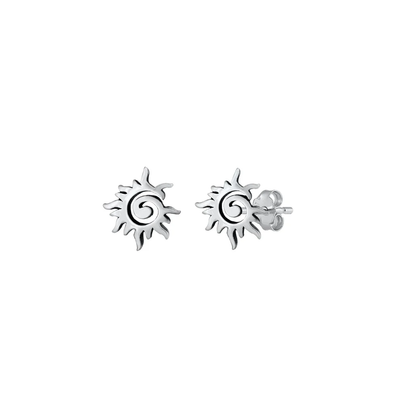 Sterling Silver Oxidized 9mm Sun Stud Earrings