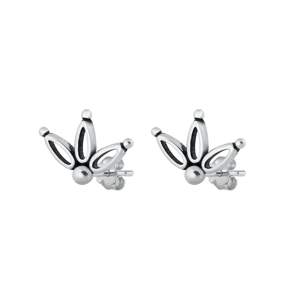 Sterling Silver Rhodium Plated Bali Stud Earrings