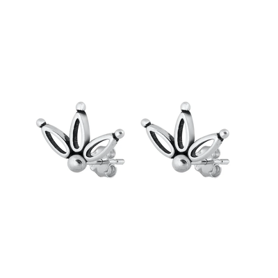 Sterling Silver Rhodium Plated Bali Stud Earrings