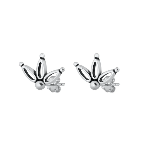 Sterling Silver Rhodium Plated Bali Stud Earrings