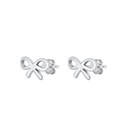 Sterling Silver Oxidized Ribbon Stud Earrings
