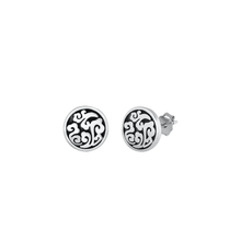 Load image into Gallery viewer, Sterling Silver Oxidized Round Stud Earrings