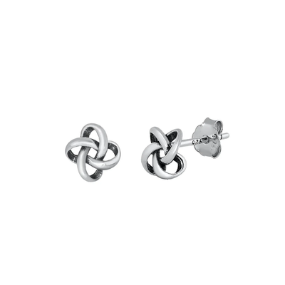 Sterling Silver Oxidized Knot Stud Earrings