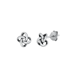 Sterling Silver Oxidized Knot Stud Earrings