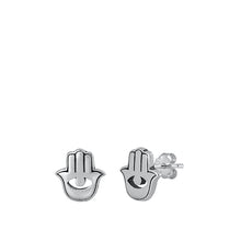 Load image into Gallery viewer, Sterling Silver Oxidized Hamsa Stud Earrings