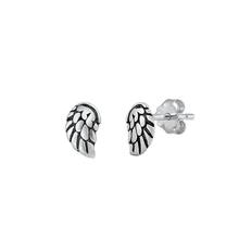 Load image into Gallery viewer, Sterling Silver Oxidized Wings Stud Earrings