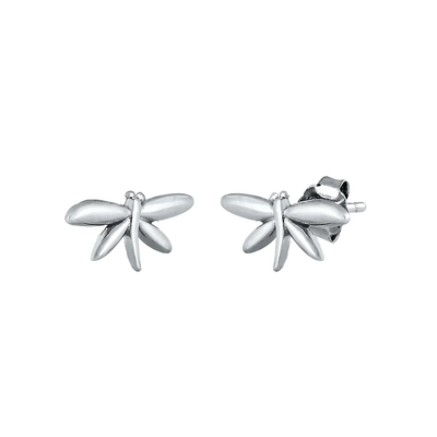 Sterling Silver Oxidized 5.8mm Dragonfly Stud Earrings