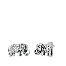 Load image into Gallery viewer, Sterling Silver Oxidized Elephant Stud Earrings