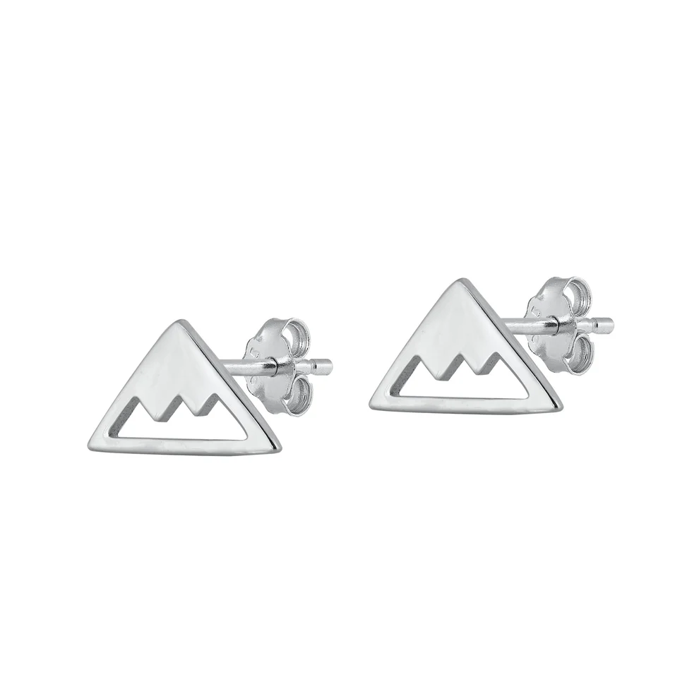 Sterling Silver Oxidized Mountain Stud Earrings