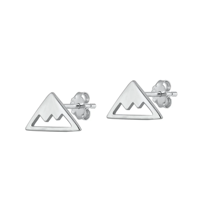 Sterling Silver Oxidized Mountain Stud Earrings