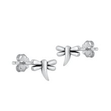 Load image into Gallery viewer, Sterling Silver Oxidized 5.6mm Dragonfly Stud Earrings