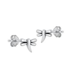 Sterling Silver Oxidized 5.6mm Dragonfly Stud Earrings