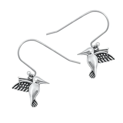 Sterling Silver Oxidized Hummingbird Stud Earrings