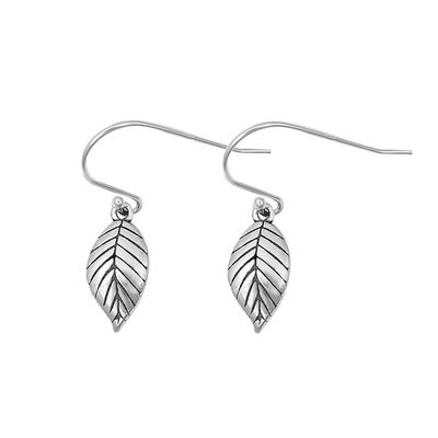 Sterling Silver Oxidized Leaves Stud Earrings