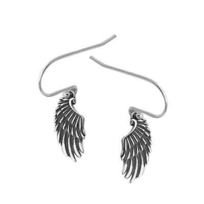 Sterling Silver Rhodium Plated Wings Stud Earrings