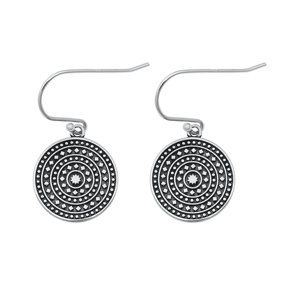 Sterling Silver Oxidized 14.4mm Bali Style Earrings