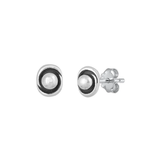 Load image into Gallery viewer, Sterling Silver Oxidized Oval Stud Earrings
