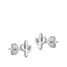 Load image into Gallery viewer, Sterling Silver Rhodium Plated Cactus Stud Earrings