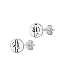 Load image into Gallery viewer, Sterling Silver Oxidized Cactus Stud Earrings