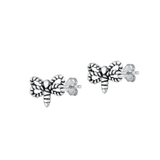 Sterling Silver Oxidized Dragonfly Stud Earrings