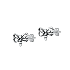 Sterling Silver Oxidized Dragonfly Stud Earrings