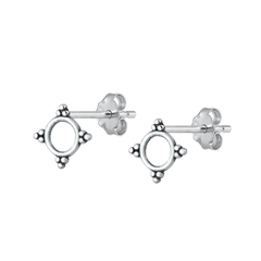 Sterling Silver Oxidized Bali Stud Earrings