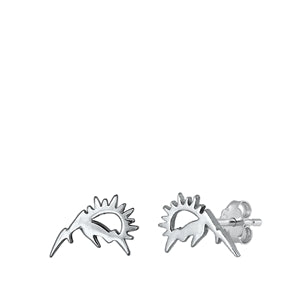 Sterling Silver Oxidized 5.6mm Sun Stud Earrings
