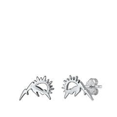 Sterling Silver Oxidized 5.6mm Sun Stud Earrings