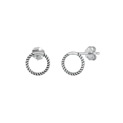 Sterling Silver Oxidized Circle Earrings