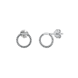 Sterling Silver Oxidized Circle Earrings