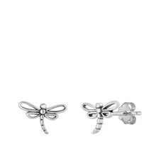 Load image into Gallery viewer, Sterling Silver Oxidized Dragonfly Stud Earrings