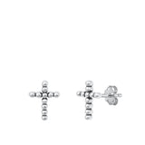 Sterling Silver Oxidized Cross Stud Earrings